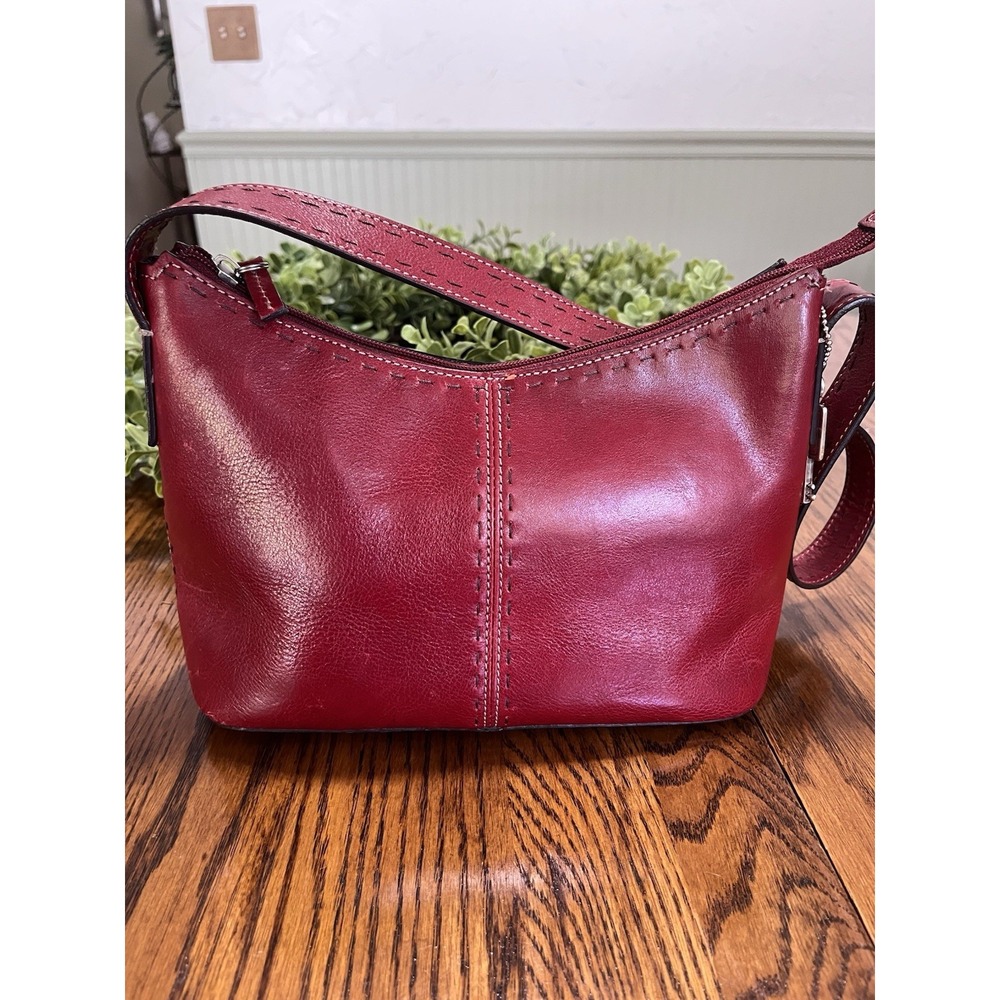 VTG Fossil Emily Shoulder Bag Red Leather Hobo Purse Y2K ZB9490